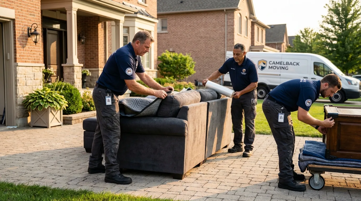 Large estate moving crew wrapping furniture in Franklin, LA